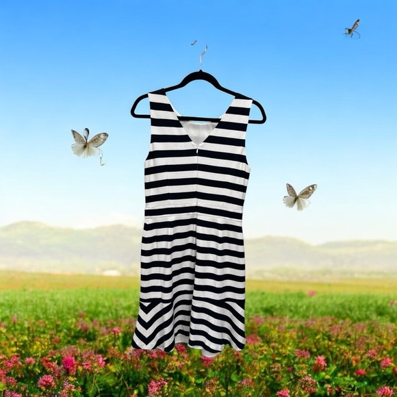 Banana Republic 

BLACK /WHITE STRIPE PONTE FLOUNCE DRESS size 8 - Picture 5 of 12